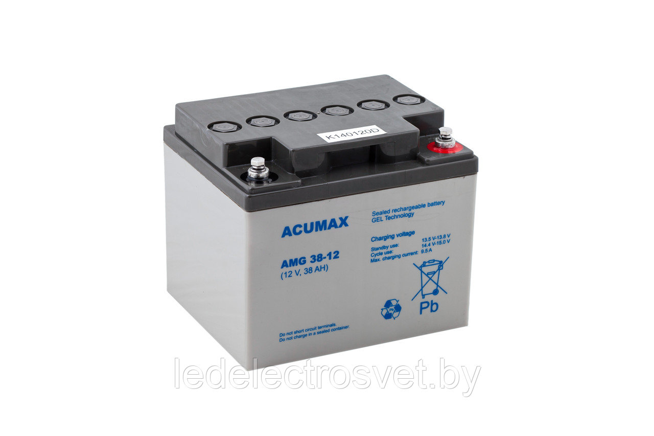 Батарея аккумуляторная Acumax AMG38-12, 12V/38Ah, 170x197x165 HxLxW, 13.5kg, 10-12лет
