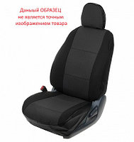 Чехлы на сиденья Nissan Almera G15, 2013-, спинка цельн, Экокожа, черная+центр жаккард, серия Эконом