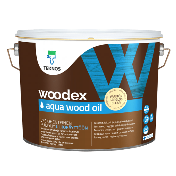 Пропитка масло  Текнос ВУДЕКС АКВА ВУД ОИЛ Teknos Woodex Wood Oil Aqua, бесцветный, 9л