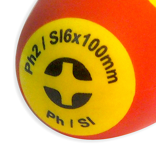 Отвертка диэлектрическая комбинированный наконечник Ph 2 / Sl 6.0x100 мм с двухслойной изоляцией SHTOK - фото 3 - id-p151138751