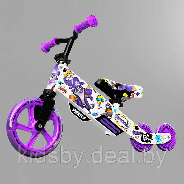 Детский беговел Small Rider Turbo Bike (фиолетовый) светящиеся колеса трансформер - фото 2 - id-p151160502