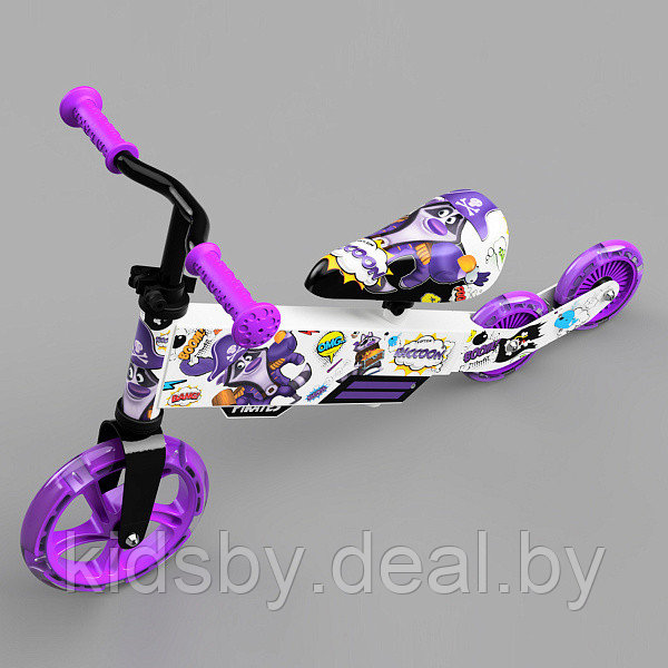 Детский беговел Small Rider Turbo Bike (фиолетовый) светящиеся колеса трансформер - фото 3 - id-p151160502
