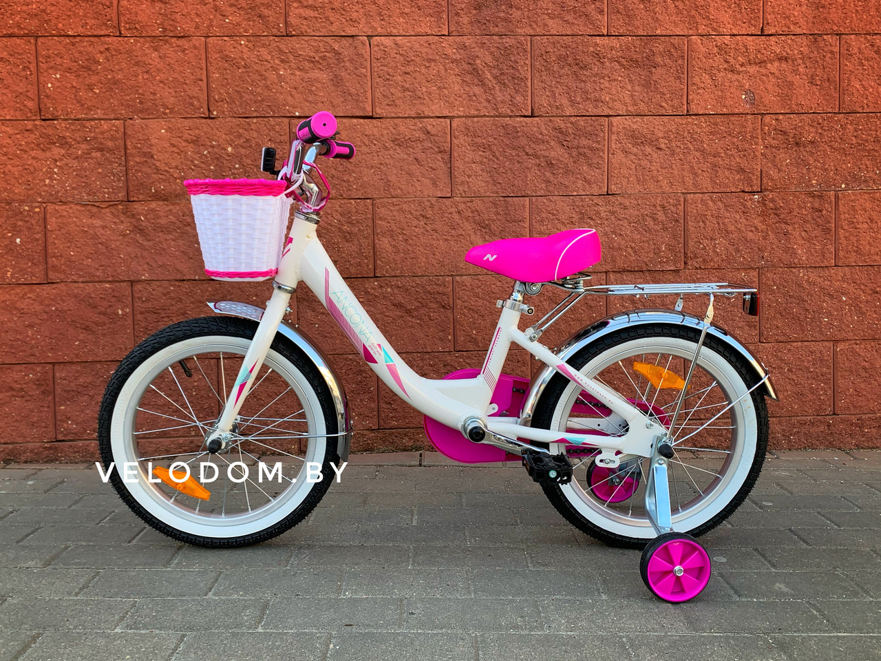 Велосипед детский Novatrack Ancona 16" розовый/белый - фото 2 - id-p150445109