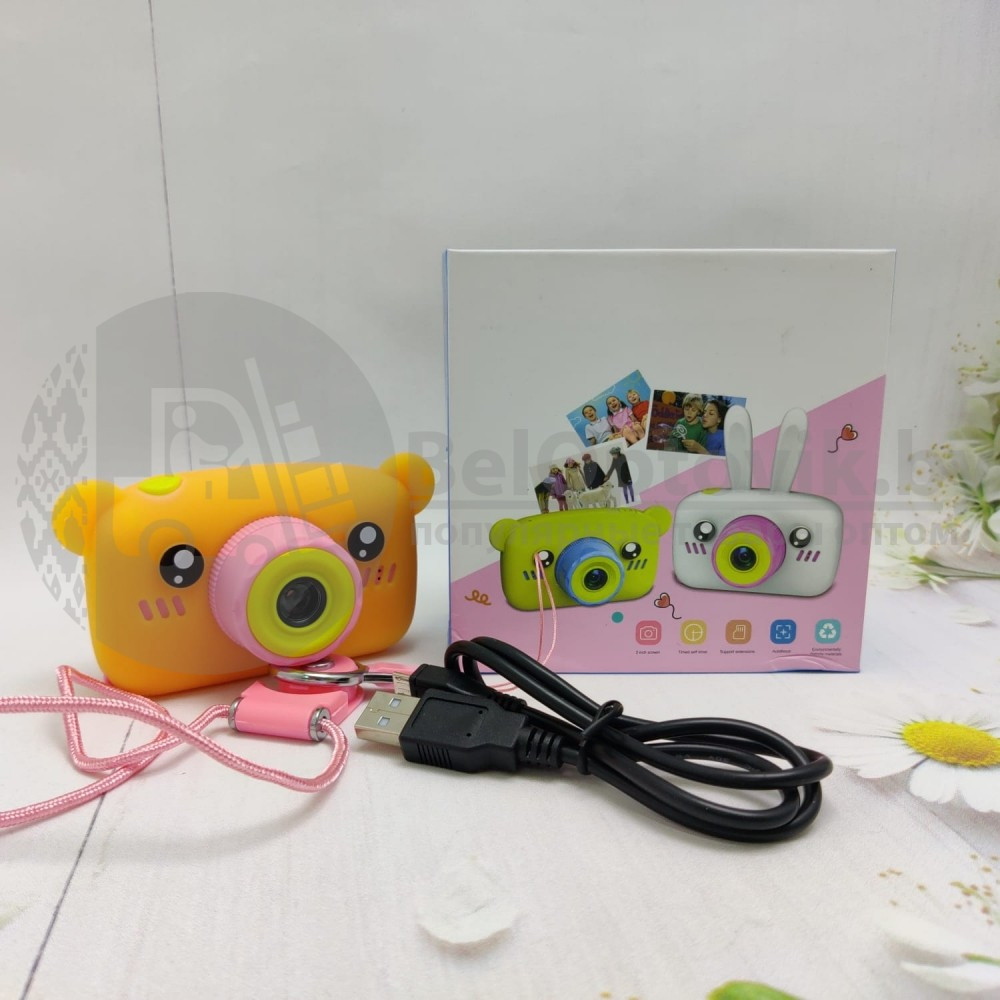 NEW design Детский фотоаппарат Zup Childrens Fun Camera со встроенной памятью и играми Мишка Оранжевый - фото 2 - id-p150225311