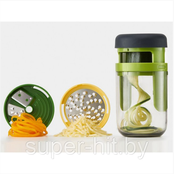 Тёрка спирально-механическая с тремя лезвиями и контейнером Spiralizer Hand-held 3 в 1 - фото 4 - id-p151221829