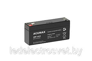 Батарея аккумуляторная Acumax AM3.4-6, T1, 6V/3.4Ah, 60(66)x134x34 HxLxW, 0.67kg, 6-9 лет