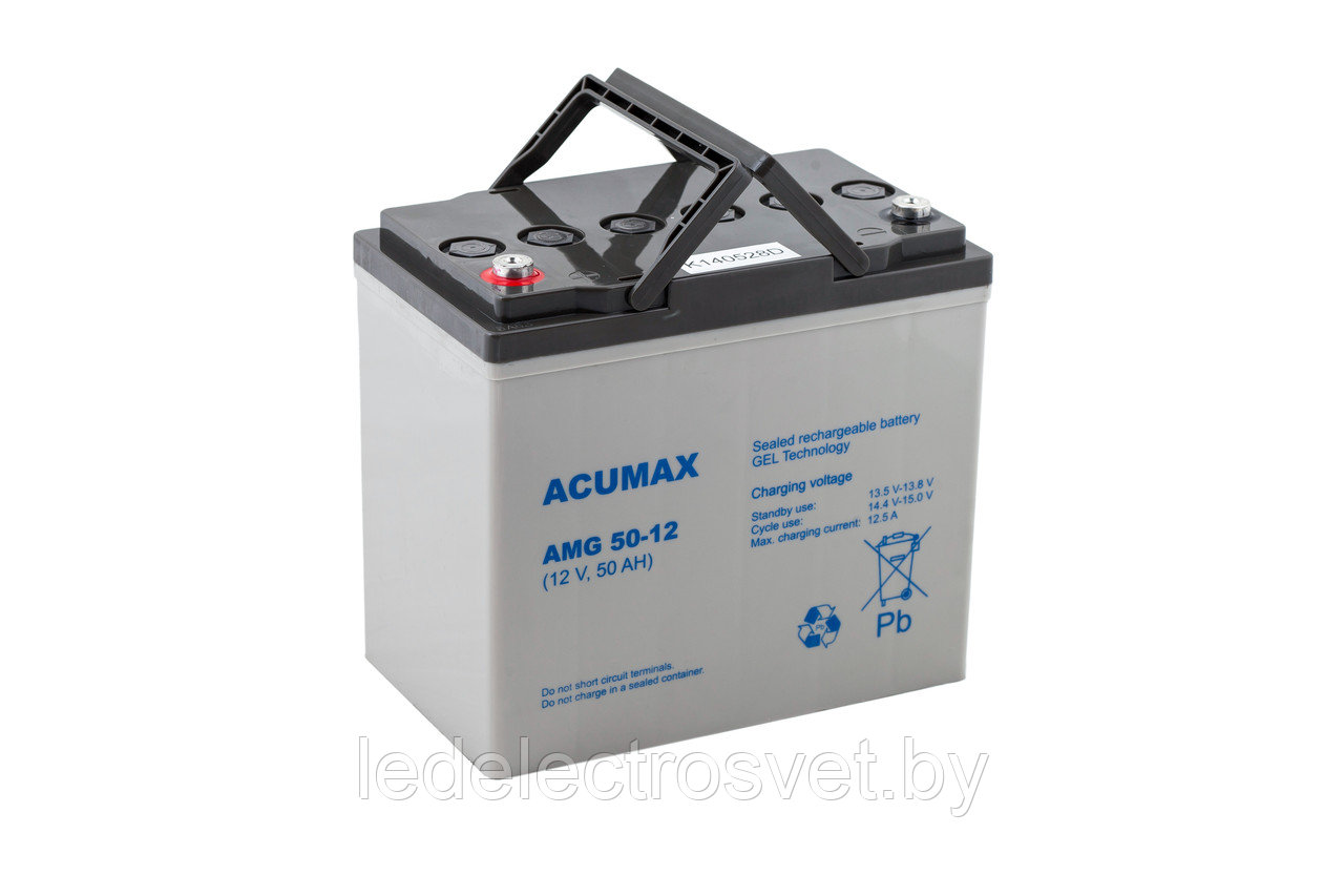 Батарея аккумуляторная Acumax AMG50-12, 12V/50Ah, 211x229x138 HxLxW, 16.6kg, 10-12лет