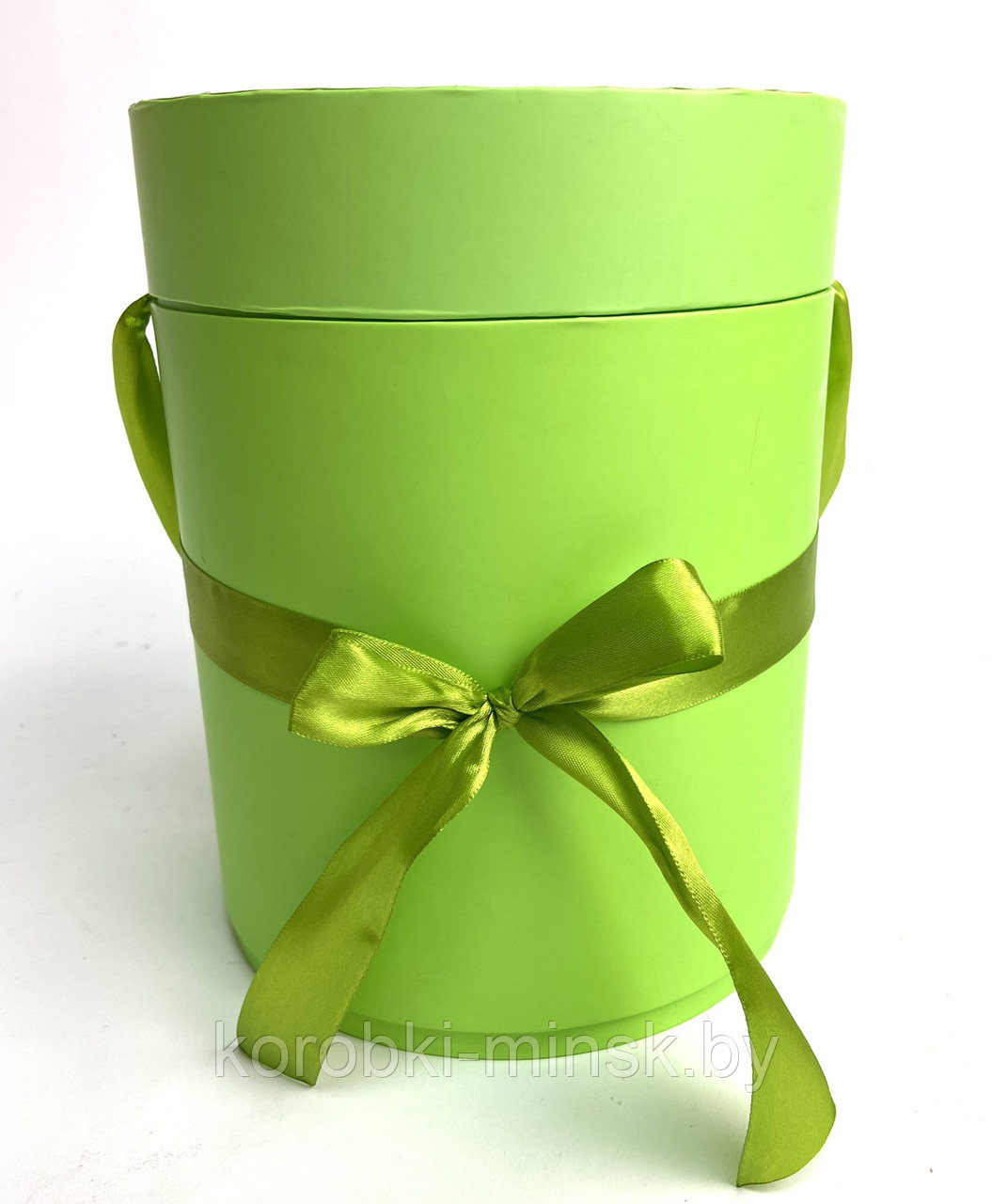 Шляпная коробка эконом вариант 18 см с бантом. Цвет: Зеленый. - фото 1 - id-p151245591