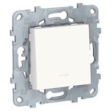 Выключатель 1-клавишный кнопочный  с подсветкой UNICA NEW Schneider Electric, белый