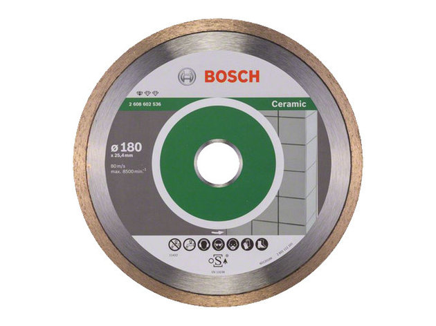 Алмазный круг 180х25.4 мм по керамике сплошн. STANDARD FOR CERAMIC BOSCH (сухая/мокрая резка), фото 2