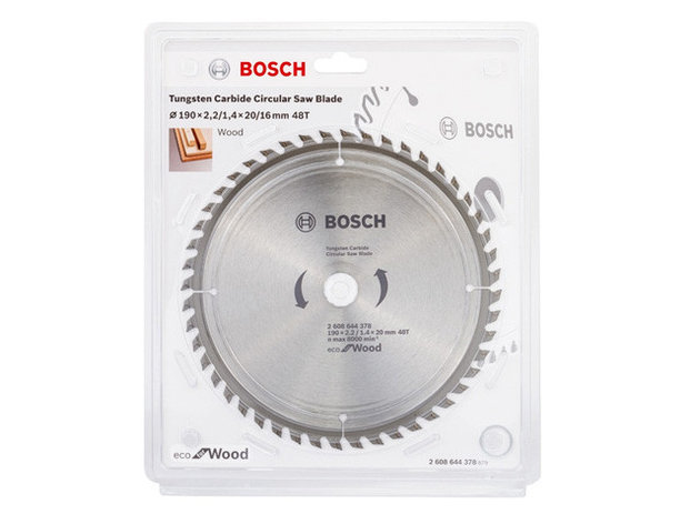 Диск пильный 190х20 мм 48 зуб. по дереву ECO WOOD BOSCH (твердоспл. зуб), фото 2