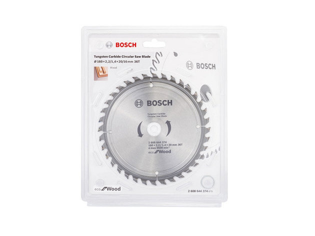 Диск пильный 160х20 мм 36 зуб. по дереву ECO WOOD BOSCH (твердоспл. зуб), фото 2