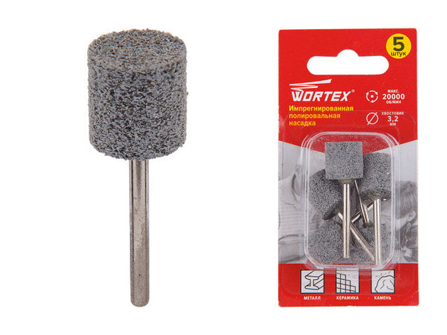 Импрегнированная полировальная насадка 13.2 мм WORTEX (раб. диам. 13.2 мм, диам. хвостовика 3.2 мм, 20000, фото 2