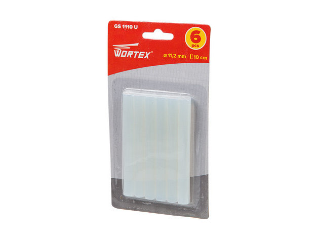 Клеевые стержни WORTEX (универс., 11.2х100 мм, 6 шт в блистере) (PVC универсальный, 11,2х100 мм, 6 шт), фото 2