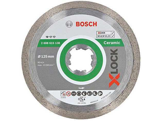 Алмазный круг 125х22,23 мм по керамике сплошн. X-LOCK Standard for Ceramic BOSCH (сухая резка), фото 2