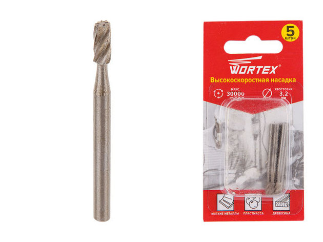 Высокоскоростная насадка 3.2 мм WORTEX (раб. диам. 3.2 мм, диам. хвостовика 3.2 мм, 30000 об/мин), фото 2