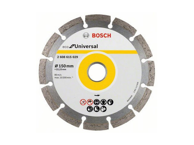 Алмазный круг 150х22 мм универс. сегмент. ECO UNIVERSAL BOSCH (сухая резка), фото 2