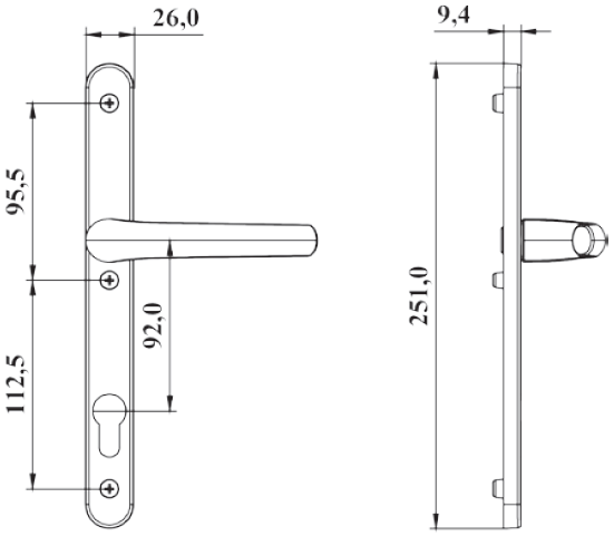 Комплект ручек для узкопроф.дверей (28/85/ мм, белая арт.9016) - фото 3 - id-p151310451