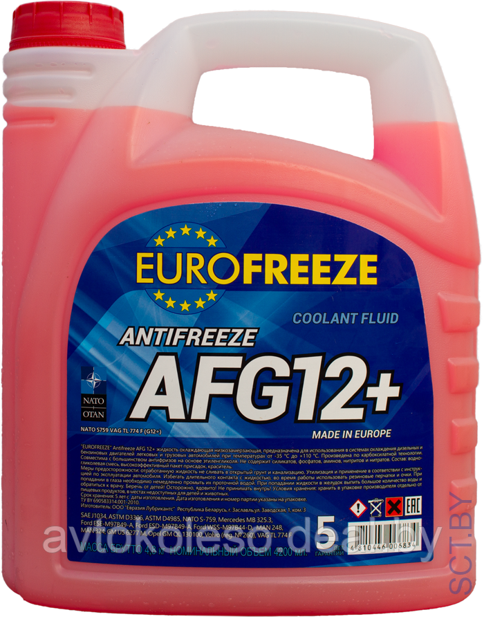 Антифриз EUROFREEZE AFG 12+ -40C 4,8кг (4,2 л) Красный - фото 1 - id-p151315867