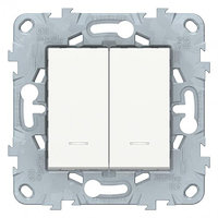 Переключатель 2-клавишный с подсветкой UNICA NEW Schneider Electric, белый