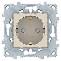 Розетка с заземл. со шторками UNICA NEW Schneider Electric, безвинтовой зажим, бежевый