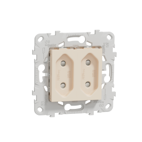 Розетка 2-модульная без заземл. со шторками UNICA NEW Schneider Electric, винтовой зажим, бежевый
