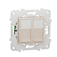 Розетка компьютерная двойная RJ45 кат. 5е UTP UNICA NEW Schneider Electric, бежевый