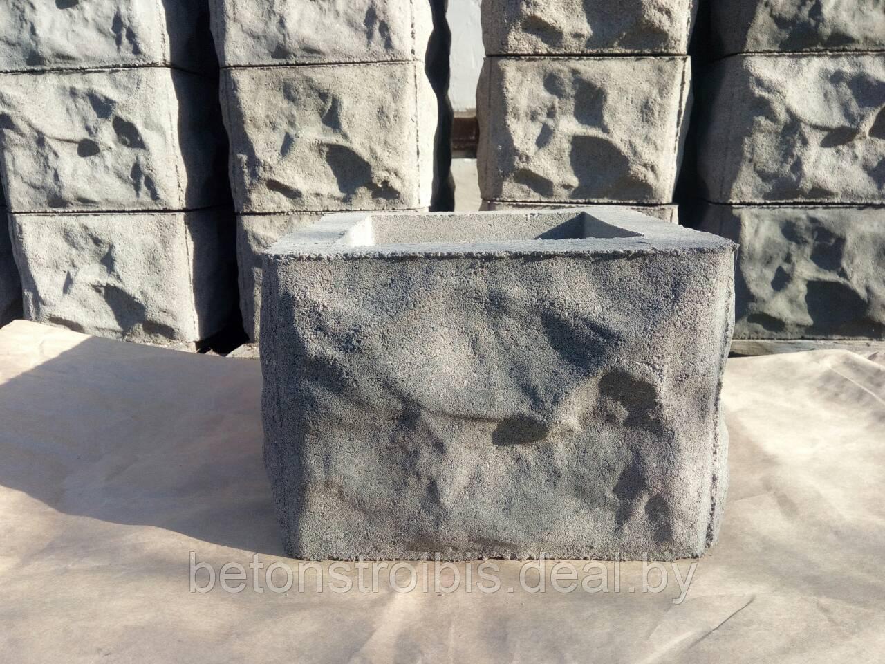 Блок бетонный для столба забора "Рваный камень" - фото 10 - id-p72260292