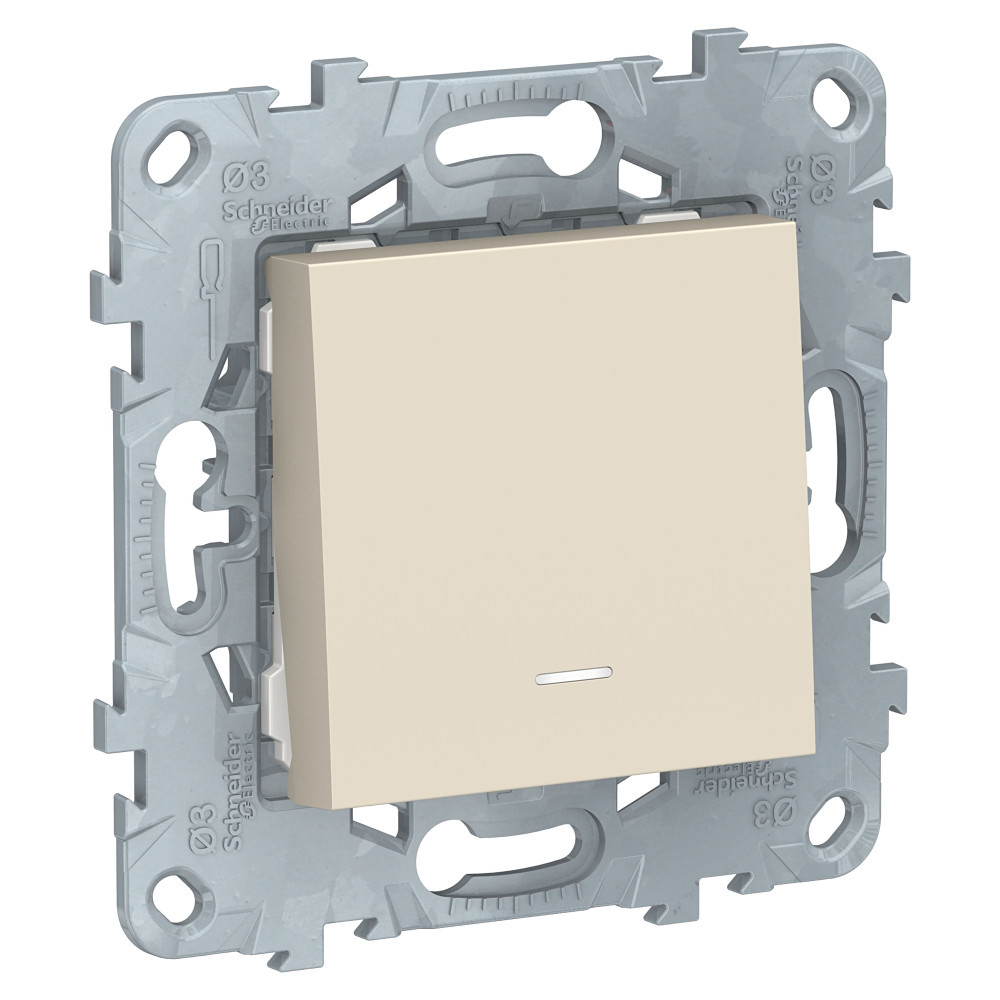 Переключатель 1-клавишный с подсветкой UNICA NEW Schneider Electric, бежевый - фото 1 - id-p147594103