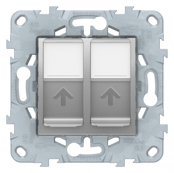 Розетка компьютерная двойная RJ45 кат. 5е UTP UNICA NEW Schneider Electric, алюминий