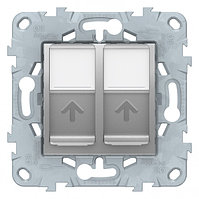 Розетка компьютерная двойная RJ45 кат. 5е UTP UNICA NEW Schneider Electric, алюминий