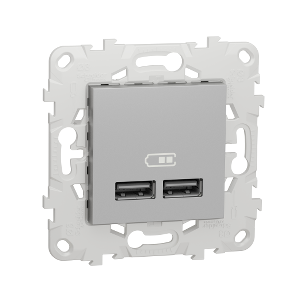 Розетка USB 2-местная, 5 В / 2100 мА UNICA NEW Schneider Electric, алюминий - фото 1 - id-p147594157