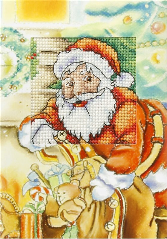 Набор для вышивания крестом «Открытка «Санта с подарками»». - фото 1 - id-p151329405