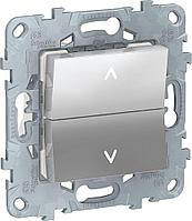 Выключатель для жалюзи кнопочный двухклавишный UNICA NEW Schneider Electric, алюминий