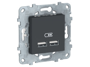 Розетка USB 2-местная, 5 В / 2100 мА UNICA NEW Schneider Electric, антрацит