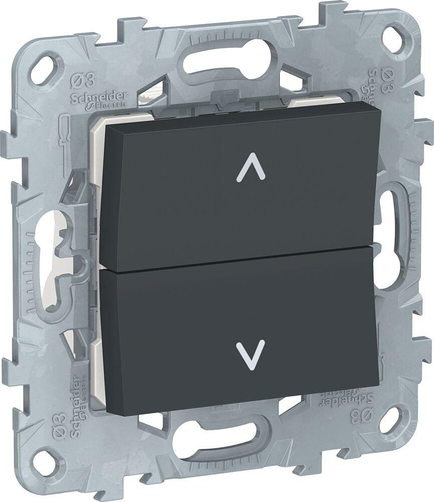 Выключатель для жалюзи кнопочный двухклавишный UNICA NEW Schneider Electric, антрацит - фото 1 - id-p147594186