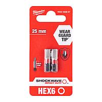 Бита Shockwave Impact Duty Hex 6 мм 25 мм (2 шт) Milwaukee (4932430897)