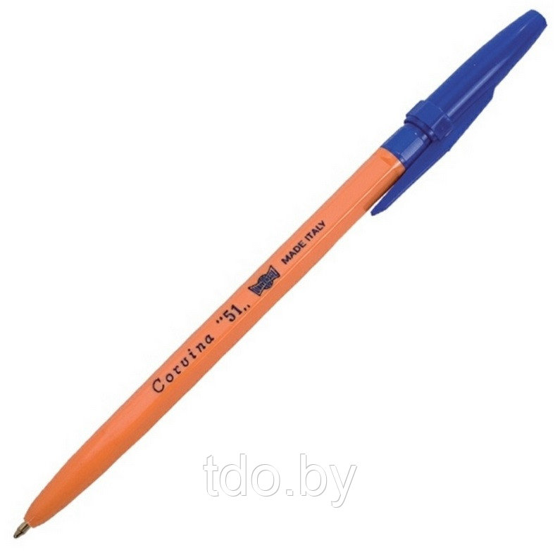 Шариковая ручка: Corvina "51", жёлтый корпус, с синим колпачком, цвет чернил-синий - фото 1 - id-p151343107
