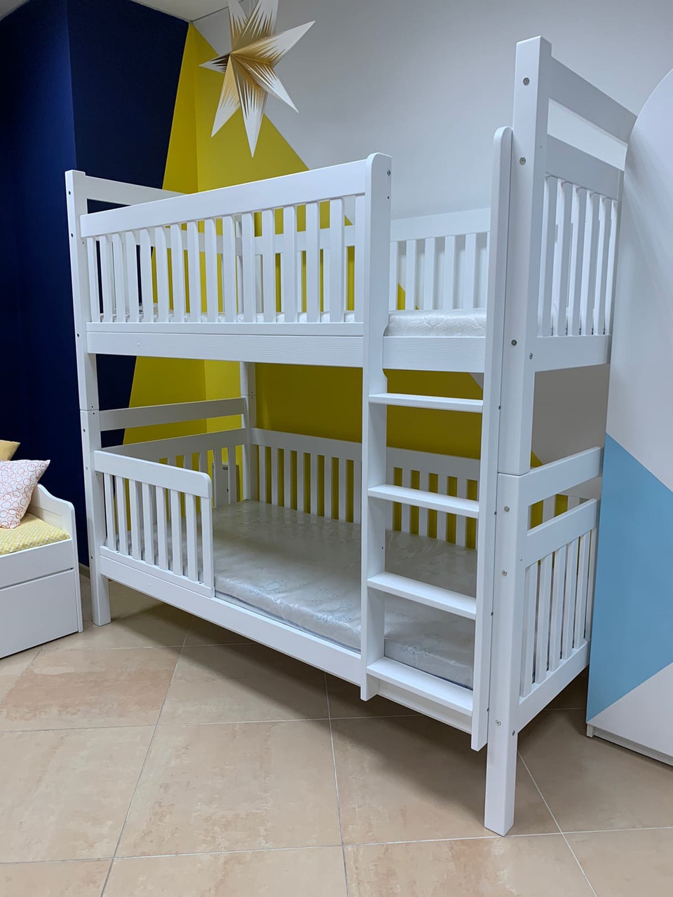 Детская двухъярусная кровать без ящиков "Вуди-3" цвет белый