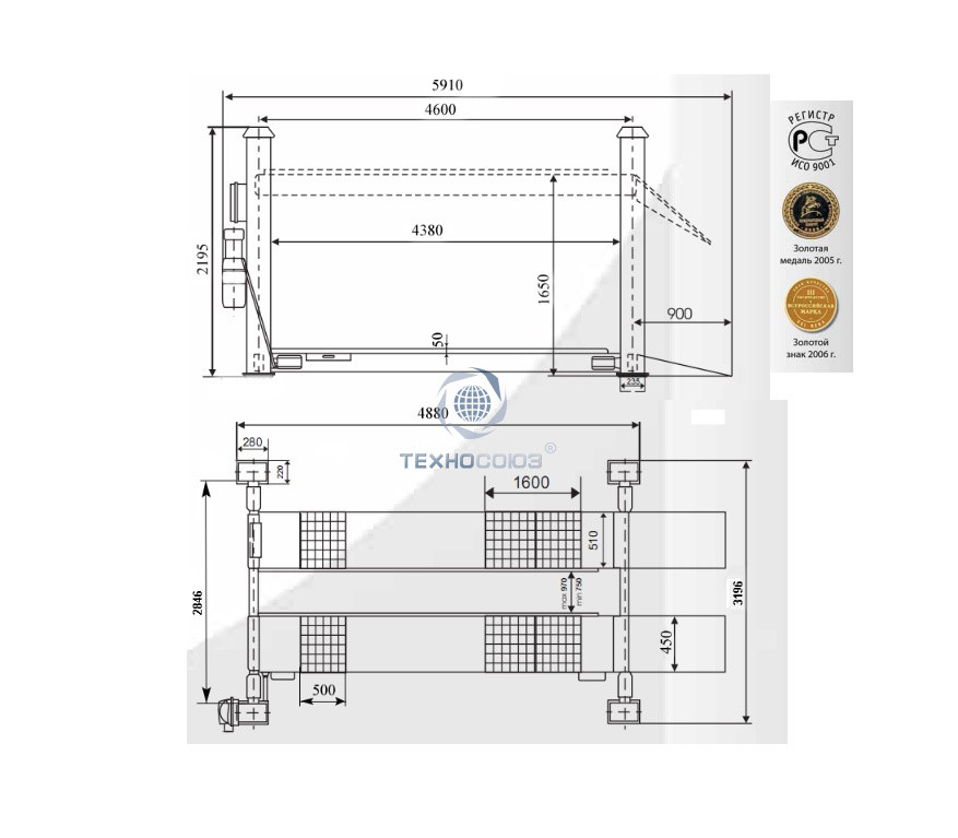 Подъемник для грузовых авто 4-ех ст., г/п. 4т. П2-01МН - фото 2 - id-p151389830