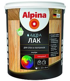 Лак для стен и потолков Alpina АКВА глянцевый 0.9 л.