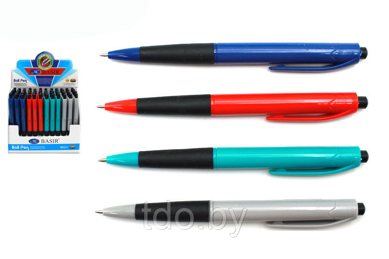 Автоматическая шариковая ручка: цветной корпус, резиновый держатель, цв. чернил - синий - фото 1 - id-p131266626