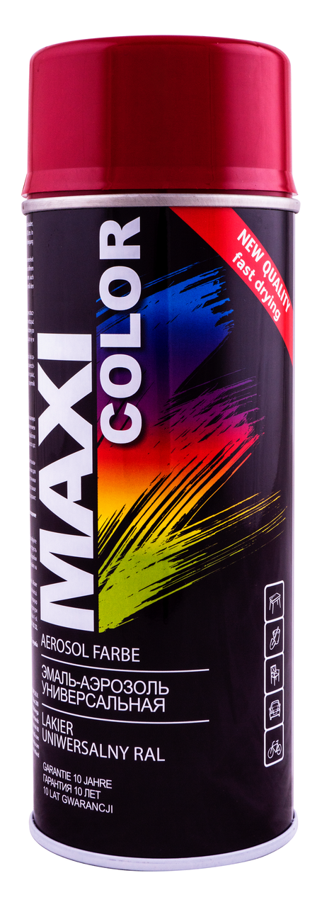 Эмаль-аэрозоль красно-оранжевая 400мл (390гр). MAXI COLOR