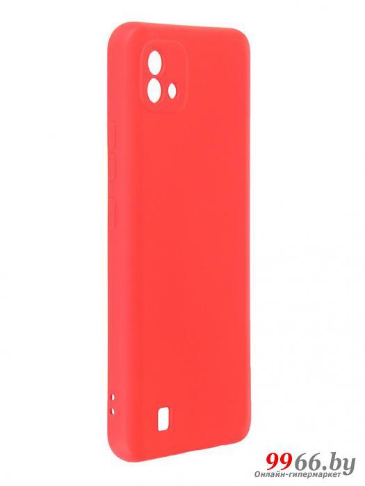 Чехол DF для Realme C20 с микрофиброй Silicone Red rmOriginal-10