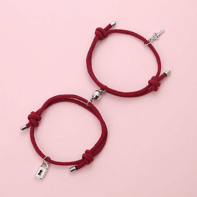 Парные браслеты с магнитами "Замок-Ключик" Red Wine - фото 1 - id-p151449219