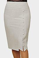 Женская осенняя из вискозы серая деловая большого размера юбка Klever 382.1 натуральный 52р.