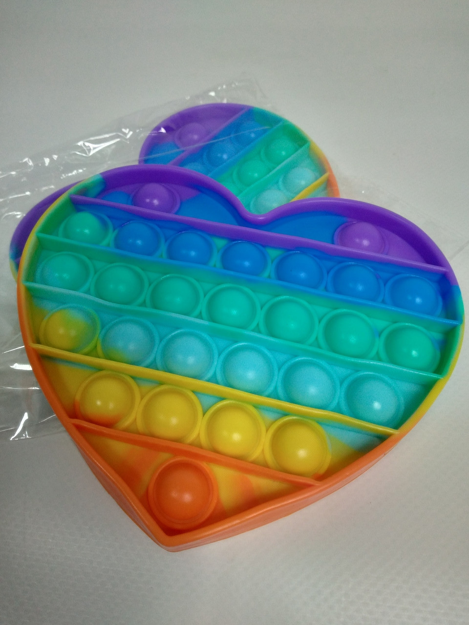 Детская  игрушка "Пупырка" сердце, пузыри антистресс POP IT разноцветные