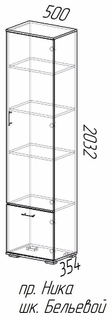 Шкаф бельевой НИКА ШБ500 (Ясень Шимо темный/ Ясень Шимо светлый) Мебель Эра - фото 2 - id-p151524899