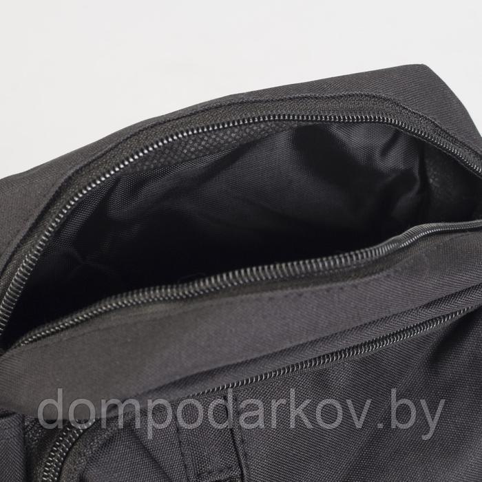 Планшет мужской, 2 отдела на молниях, наружный карман, регулируемый ремень, цвет чёрный - фото 5 - id-p151526322
