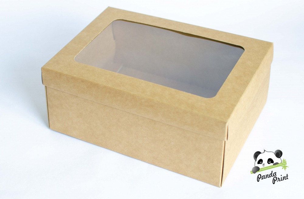 Коробка с прозрачным окном 270х190х100 крафт